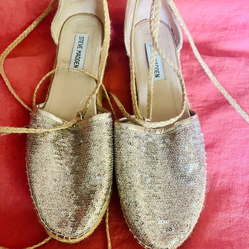 Steve Madden Gold Espadrille Slingbacks